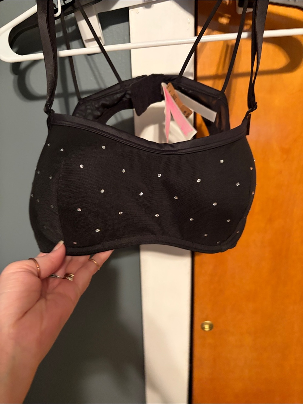 PINK Victoria's Secret Black Rhinestone t-shirt bra